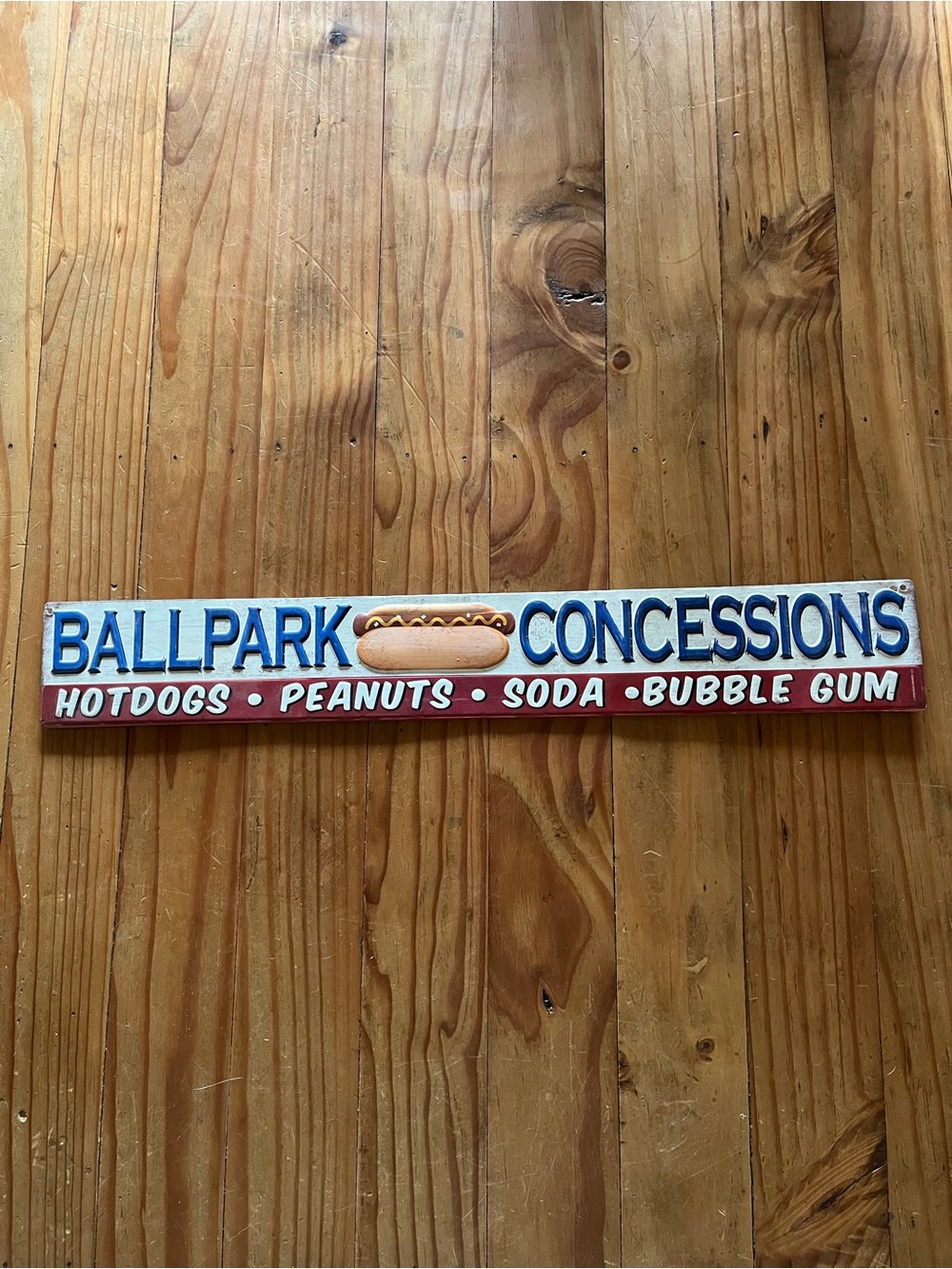 Ballpark Concessions Flat Metal 
Sign - Hotdogs Peanuts Soda Bubble Gum